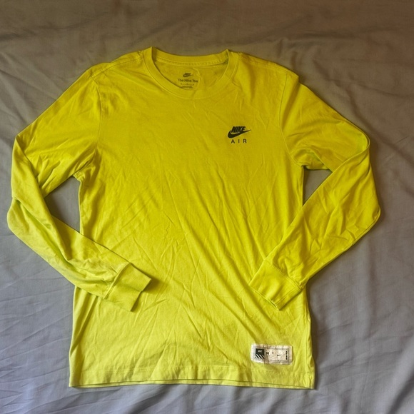 Nike Air Men's Bright Yellow Long Sleeve Tee - Picture 1 of 5